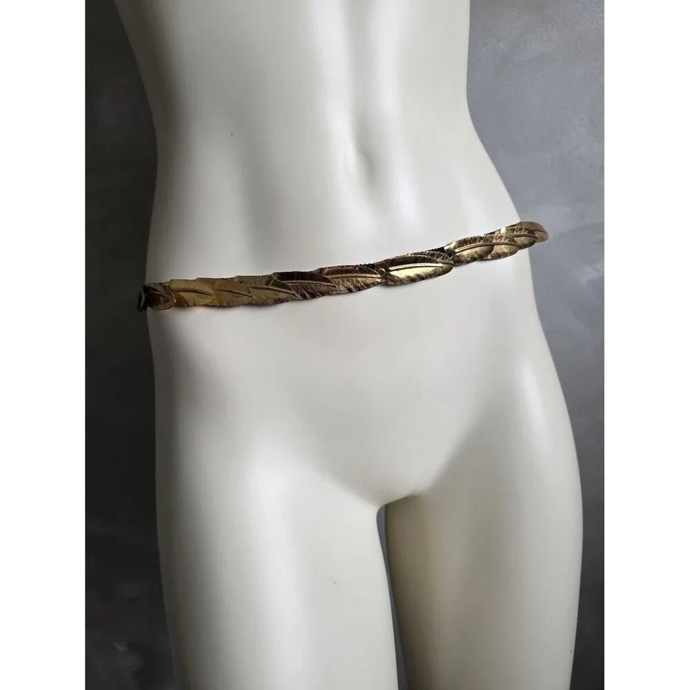 Vintage Belt Gold Feather Scales Elastic 34'-52'